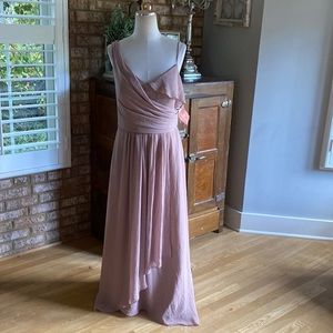 WATTERS & WATTERS DOLORES MINK CRINKLE CHIFFON BRIDESMAIDS DRESS 10 NEW